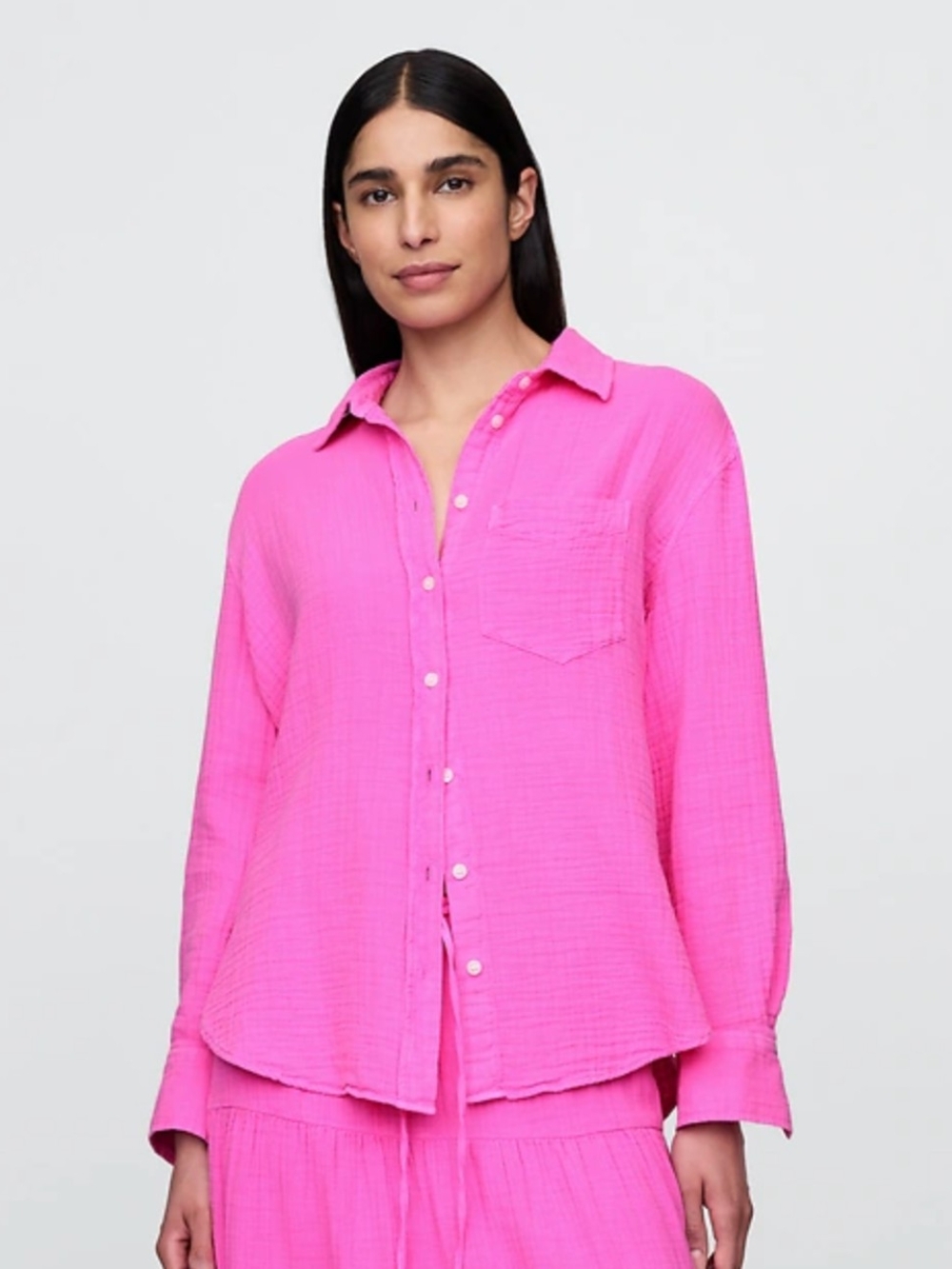 GAP Vibrant Hot Pink Button-Down Shirt